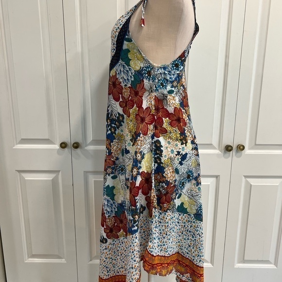 Seven Islands Rayon 1/4 Circle Multi Pattern Summer Dress With Shoulder Ties - Picture 5 of 12
